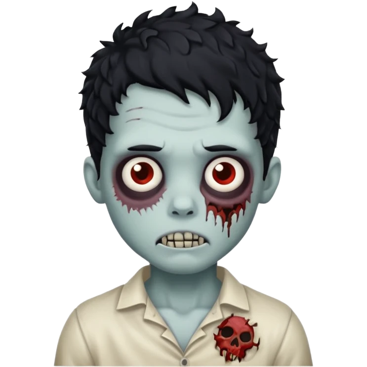 curly black hair zombie boy with stitches emoji emoji