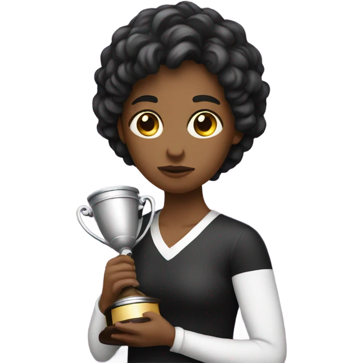 Sad girl holding trophy  emoji