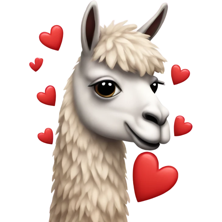 Llama with hearts emoji