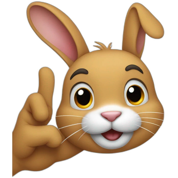 the rabbit smiles and waves its paw emoji