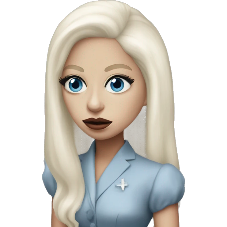 Lady Gaga in American horror story with blue eyes emoji