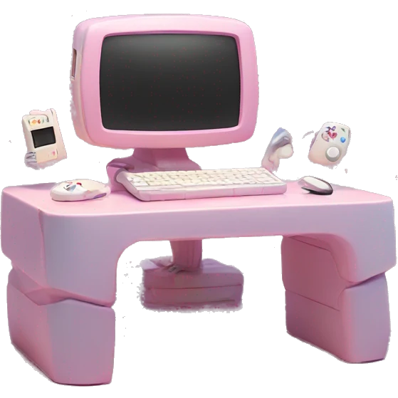 Aesthetic cute light gaming set up emoji