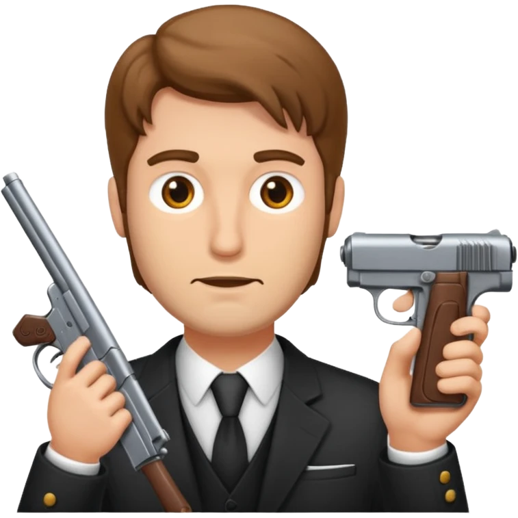 Mann zielt mit seiner Pistole auf seinen Kopf emoji