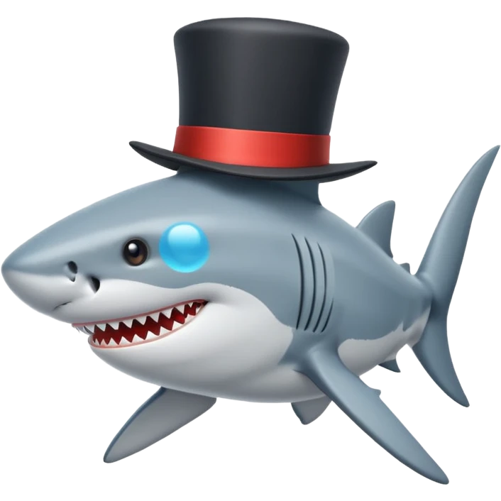 Shark with a top hat emoji