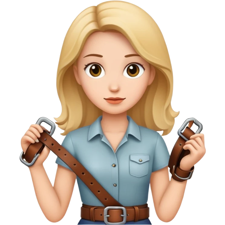 woman holding a belt in hand emoji