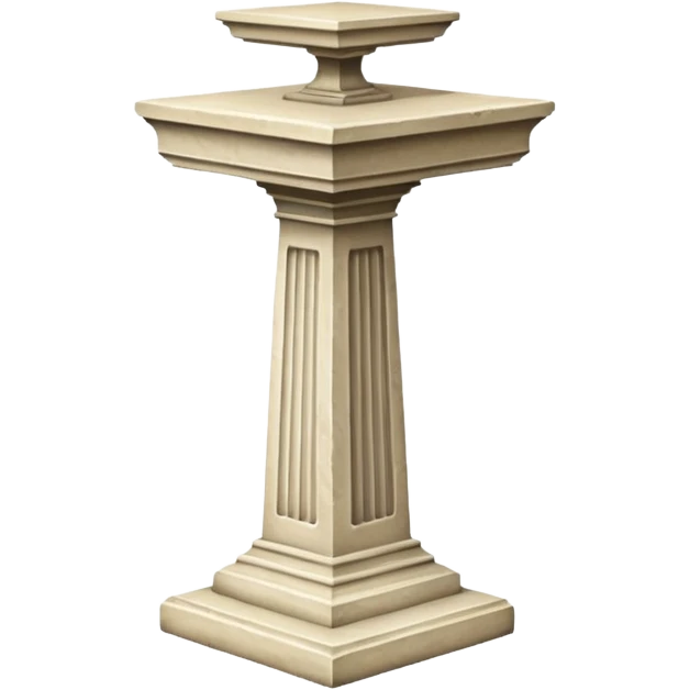 Greek whiteish yellow old ish pedestal that’s not too long a bit short. Only 1 pedestal. The top shoouldnt be that big. Make it forward view not birds view emoji