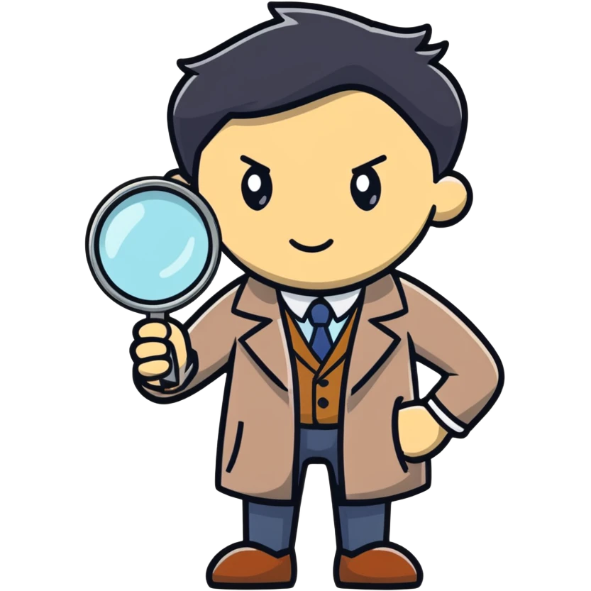 cartoon detective investigating with magnifying glass emoji