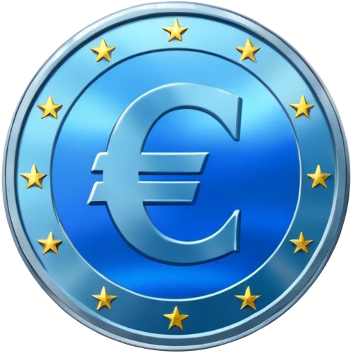 Holographic blue euro coin emoji