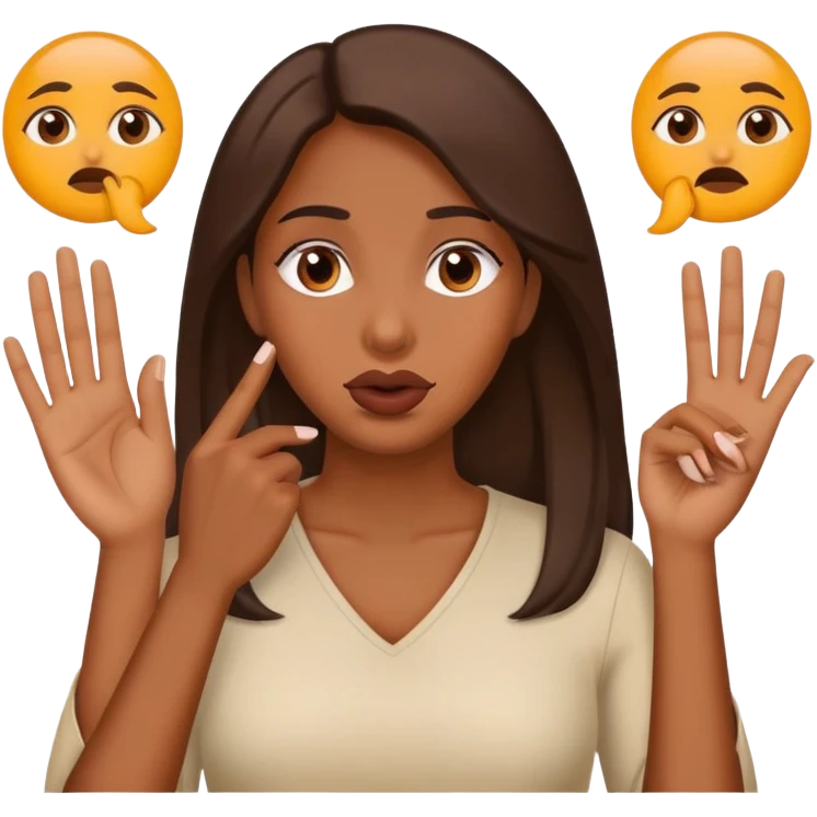 Oops gesture with hand covering mouth, then three female symbols in a row emoji