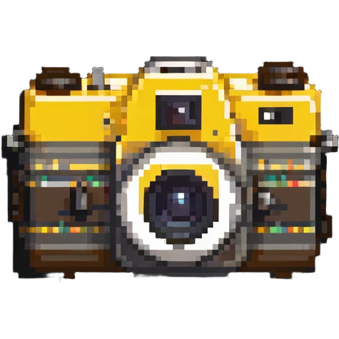 Vintage Kodak camera with yellow casing, pixelated style emoji