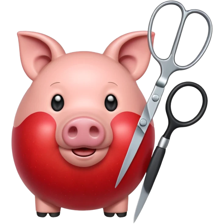 apple pig emoji holding scissors emoji