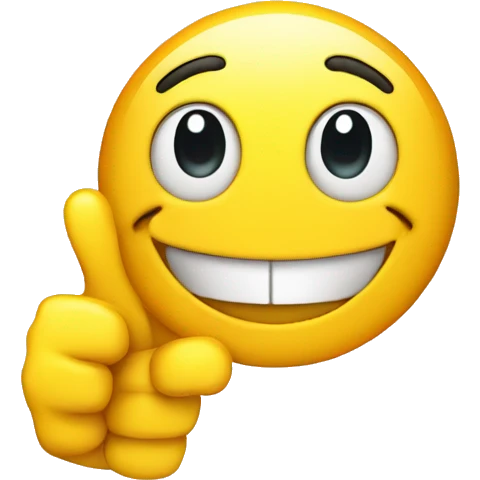 smiley emoticon with big smile with double thumbs up emoji