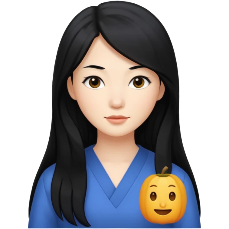 Que sea una mujer blanca pelo negro y largo y medio achinada emoji