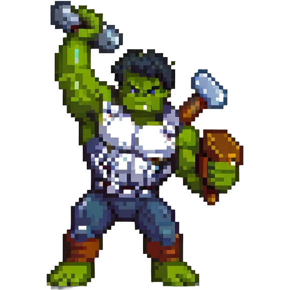 Hulk smashing with Thor's hammer emoji