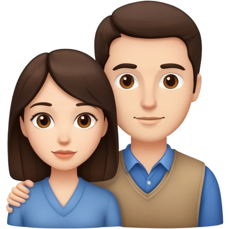 Brunette woman and man couple  emoji