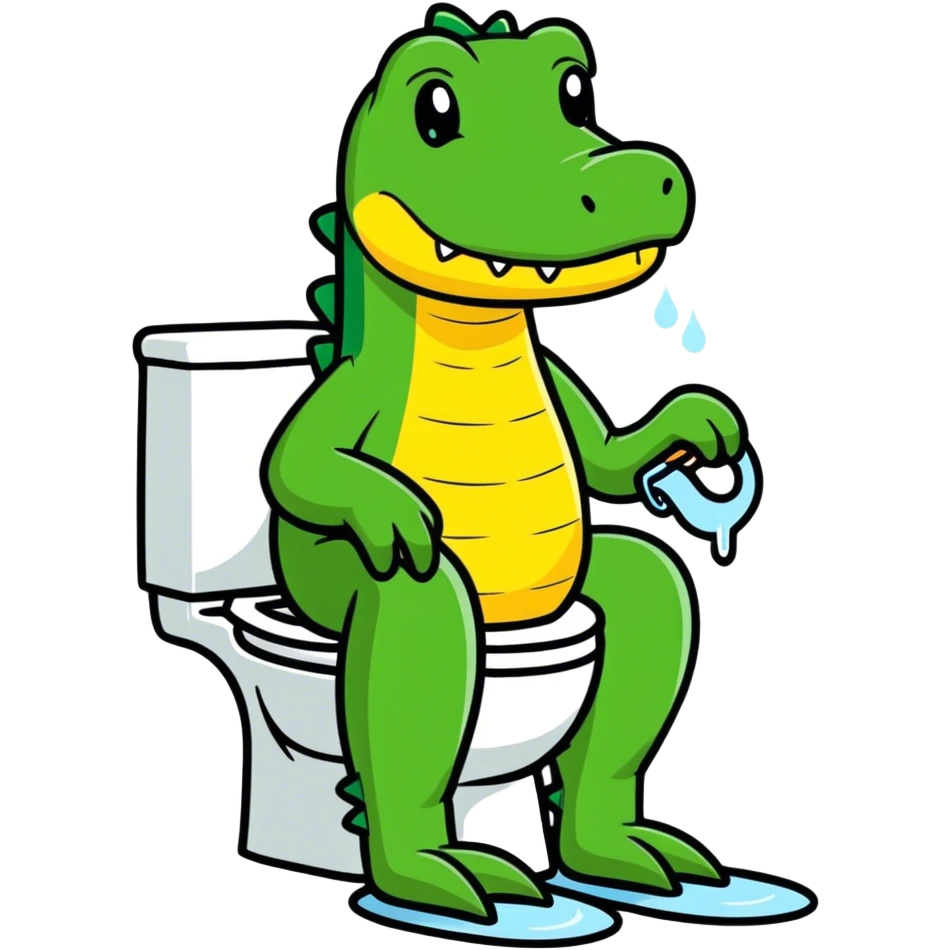 aligator peeing in toilet emoji