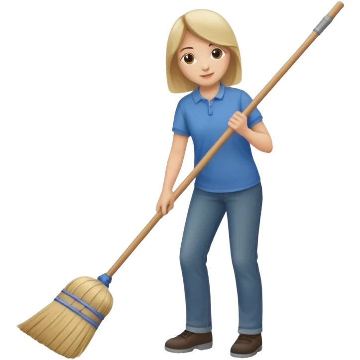 Person sweeping the floor with a broom emoji