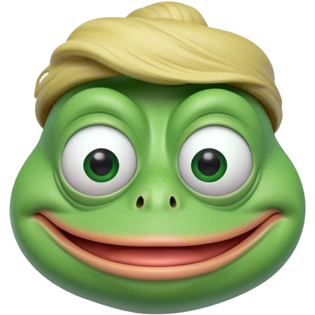 Trump, crazy, 3d pixar style, green pepe the frog face emoji