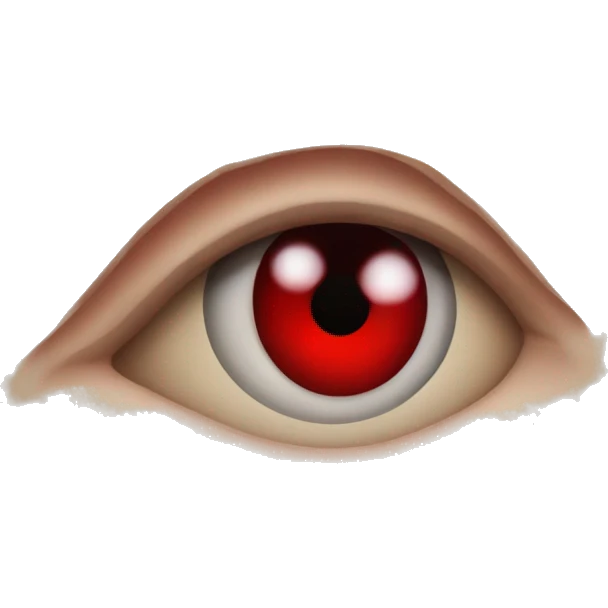 RED EYE written in red letters emoji