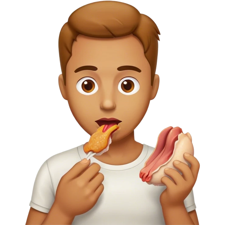 Man eating raw chiken  emoji