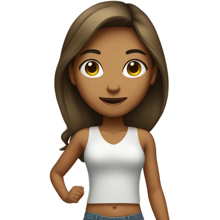 Girl with tan skin taking a selfie full body emoji