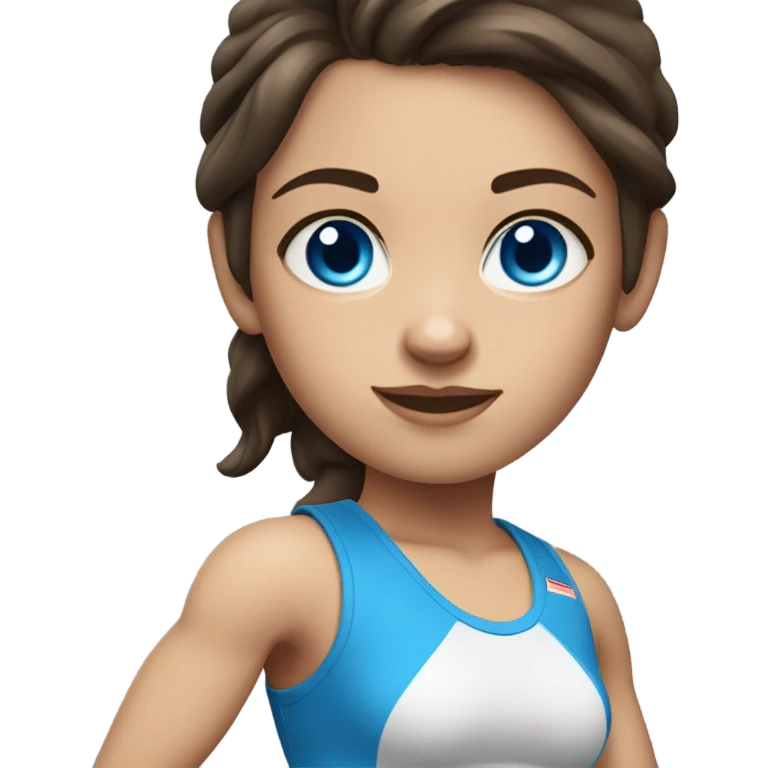 Realistic brunette girl with bright blue eyes wearing gym clothes  emoji