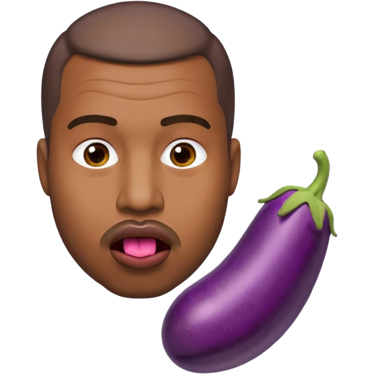 Kanye West inspired emoji licking a purple eggplant emoji