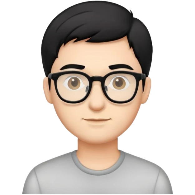 man short black hair glasses emoji