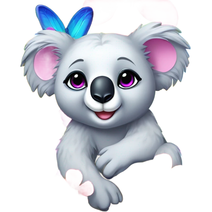 Lisa Frank koala bear with rainbow eyes with flowers emoji