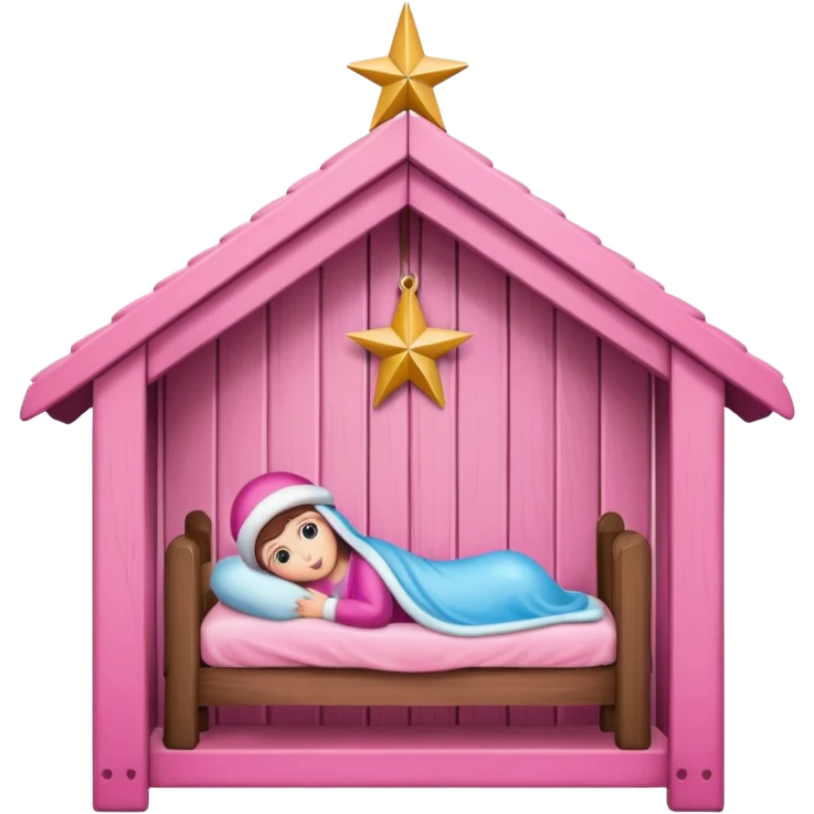 pink christmas crib emoji