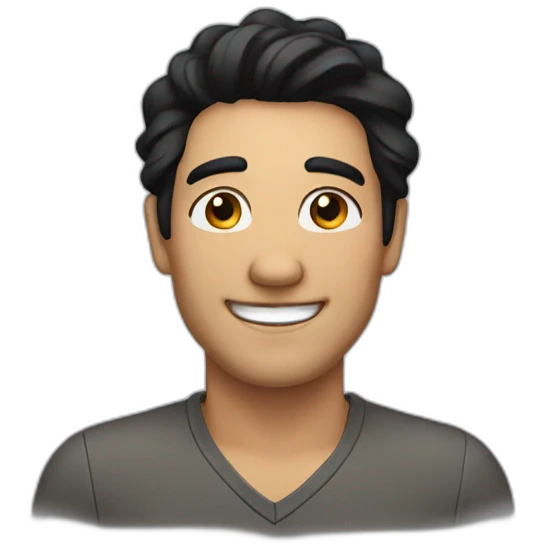 Man with smile, black hair emoji