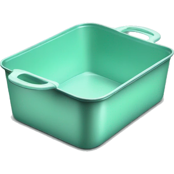 Realistic empty metallic mint green baking pan with handles emoji