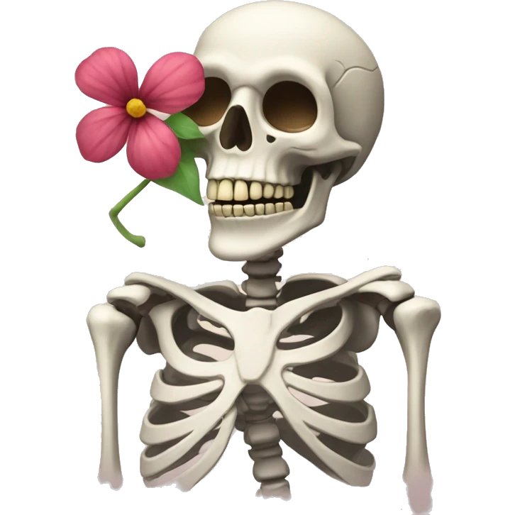 skeleton with flower emoji
