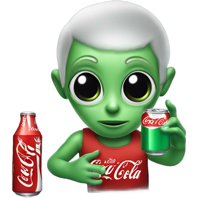 An alien drinking coca cola emoji