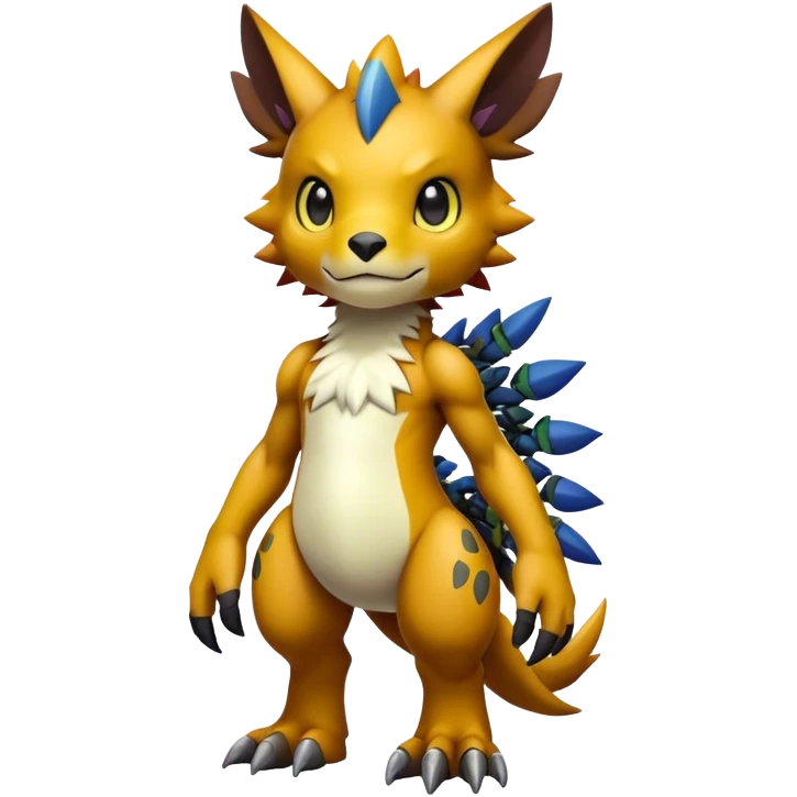 Cute cool colorful dark Digimon-animal-hybrid full body emoji
