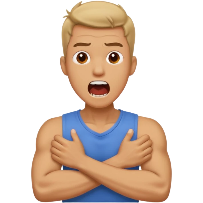 Crossed arms on the neck screaming guy emoji