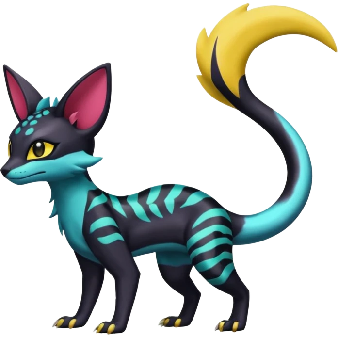 Shiny Salandit-Umbreon-Genet-Noivern-Noibat-Serval-Hybrid (Full body) emoji