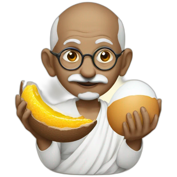 Gandhi eating a big egg emoji