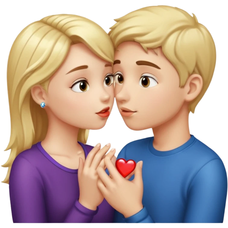 A boy and a girl kissing and the girl has a shiny ring on emoji