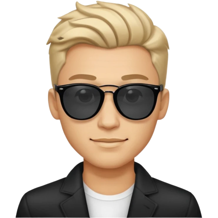 sigma boy, confident young man with sharp jawline, stylish hair, sunglasses, smirking emoji