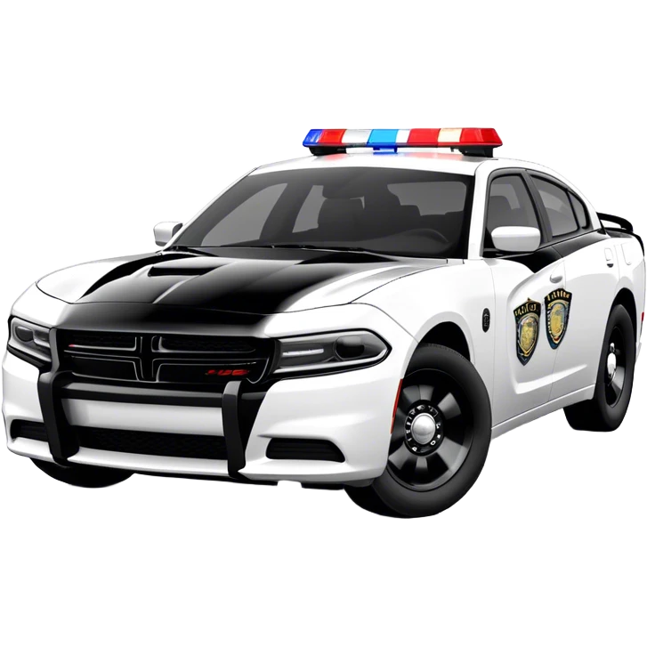 Police Car - Dodge Charger Pursuit (Model Year: 2022) (Iconic colour: Black and white) emoji