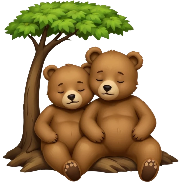 two bears sleeping together under a tree emoji