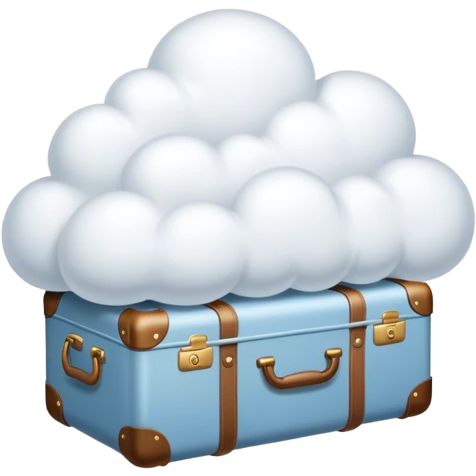 a luggage with a shape of a cloud emoji