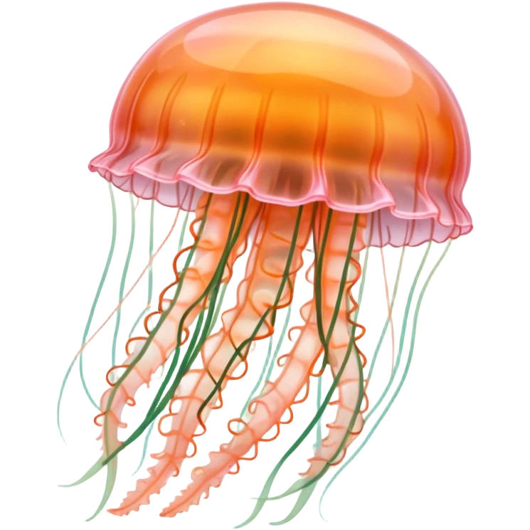 Beautiful pale pink and light orange transparent jellyfish among algae  emoji