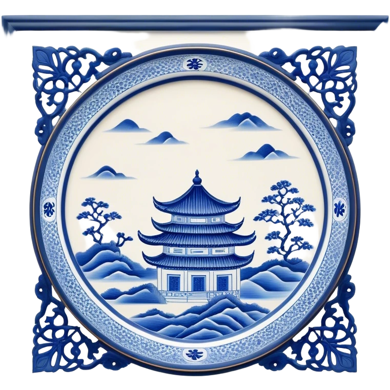 Cinematic Realistic image of exquisite blue and white porcelain, rendered with delicate, intricate patterns and fine textures, showcased against a classic Chinese backdrop with soft, refined lighting emoji