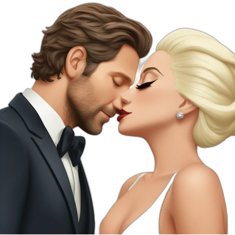 Lady Gaga kissing Bradley Cooper emoji