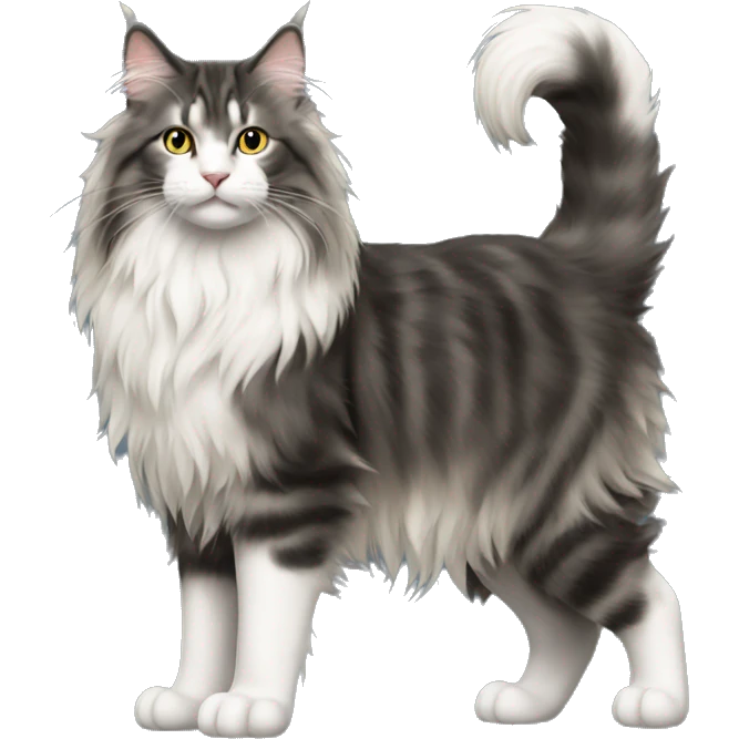 Norwegian forest cat full body emoji