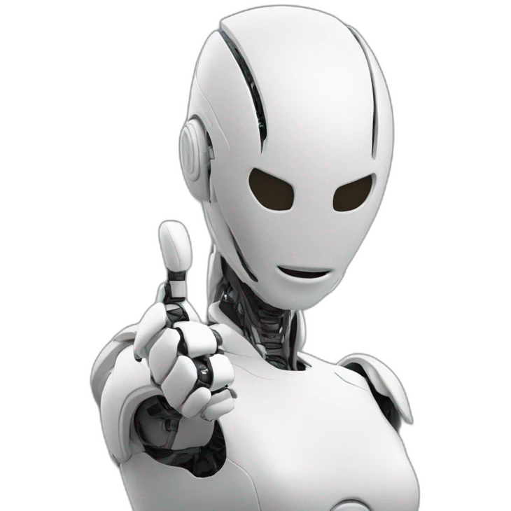 faceless, robot woman, thumbs up emoji
