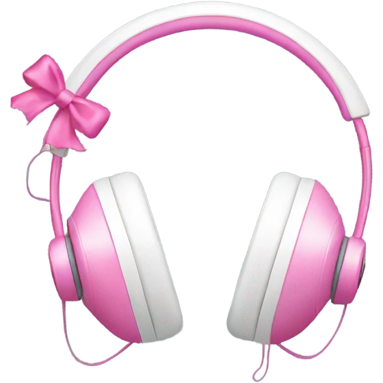 white headphones with pink bows emoji