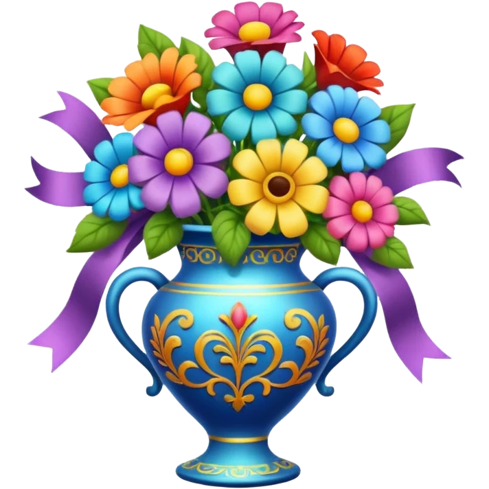 flower in a vase with decorative ribbon emoji
